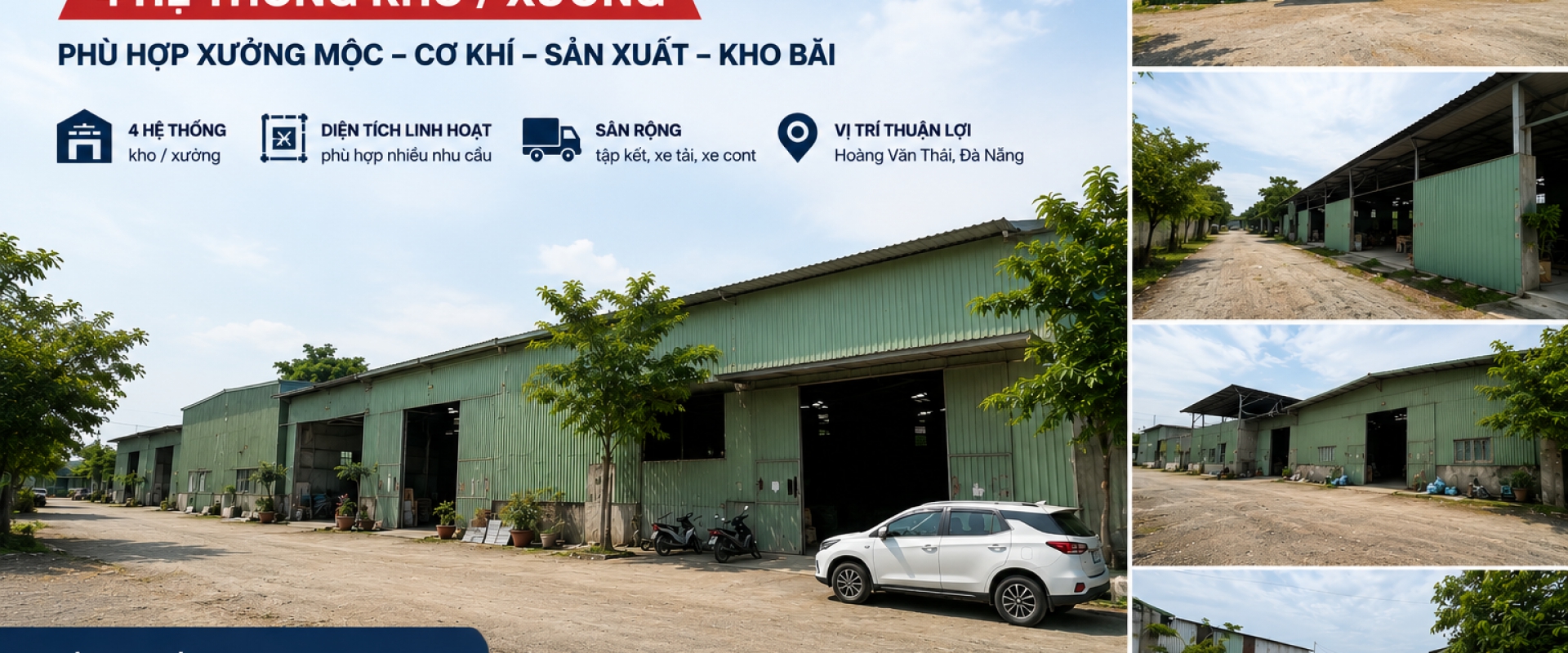 Cụm kho bãi Hoàng Văn Thái – 4 hệ thống kho/xưởng cho thuê