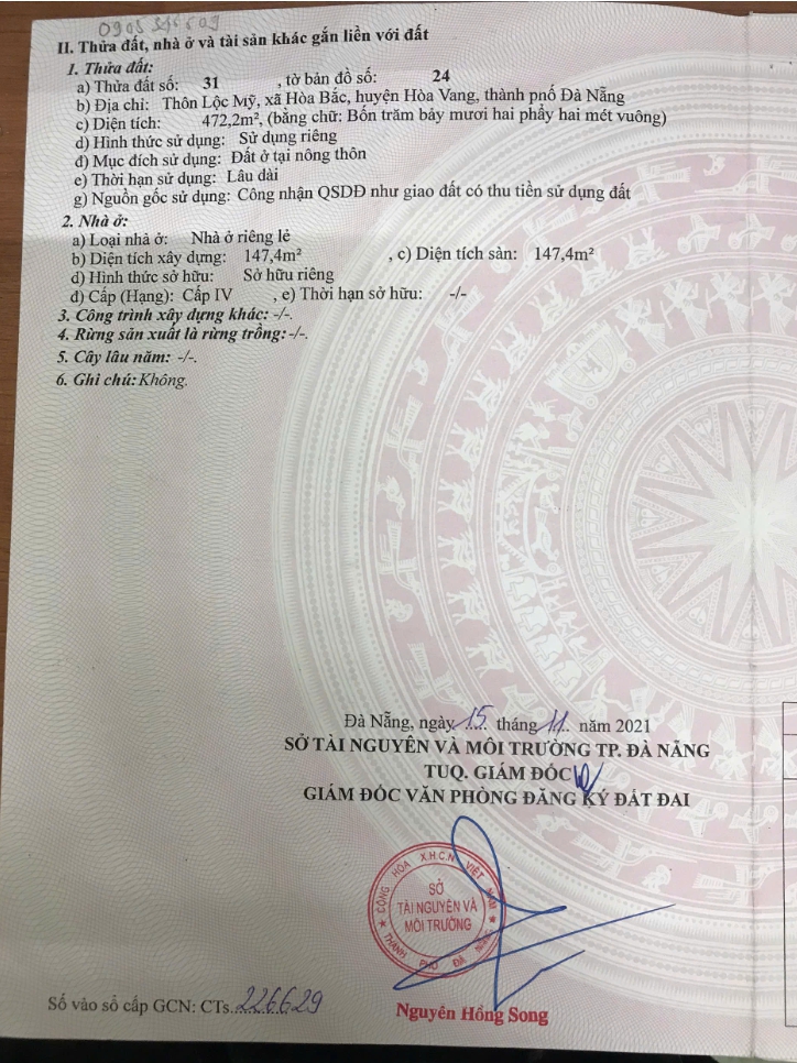 BÁN ĐẤT HÒA BẮC ĐÀ NẴNG – VIEW THÁC NƯỚC – SỔ ĐỎ ĐẤT Ở 456m² – TỔNG DIỆN TÍCH 1.400m²